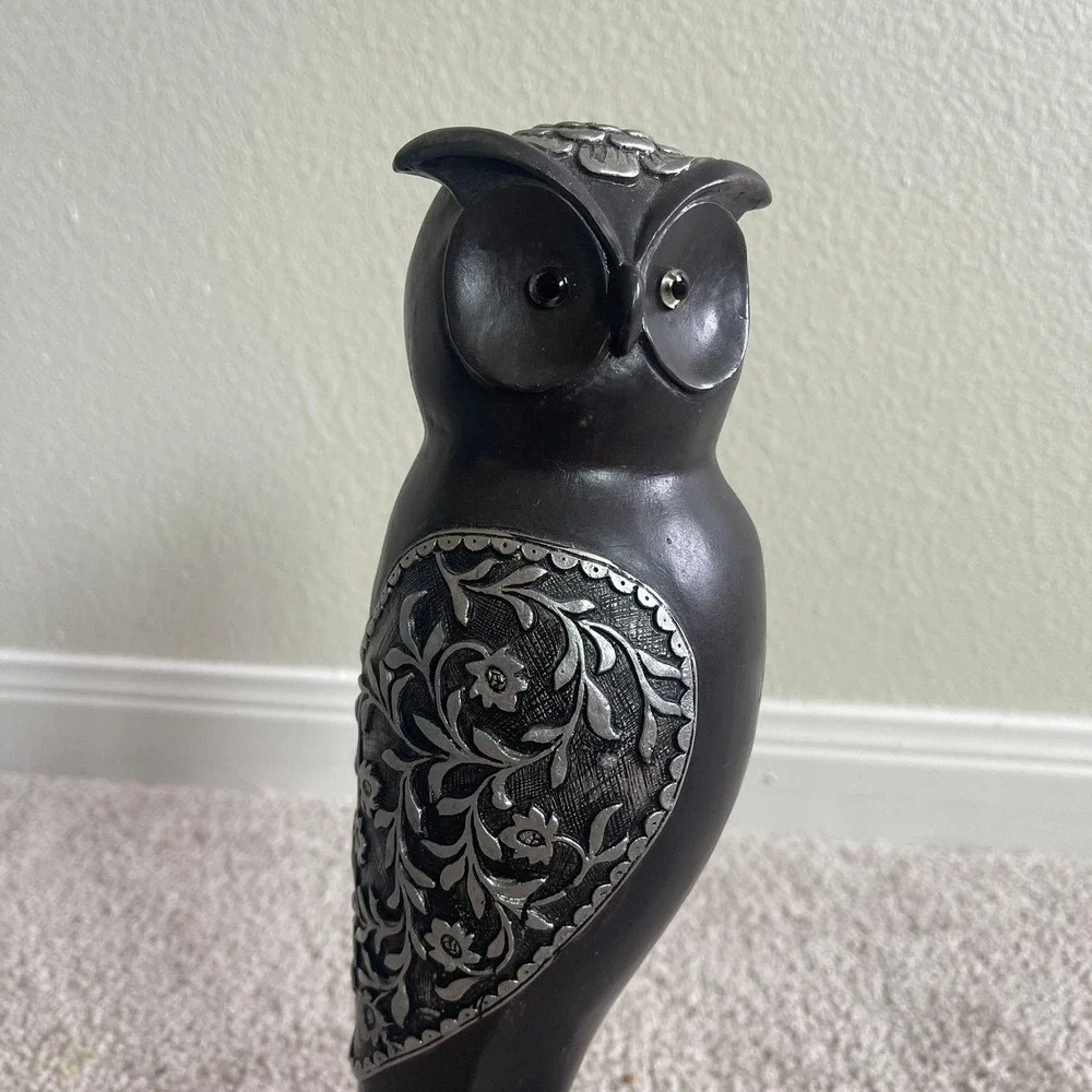 Three Hands Corp‎ Black Owl Figurine Sculpture Decorative Accent 42984